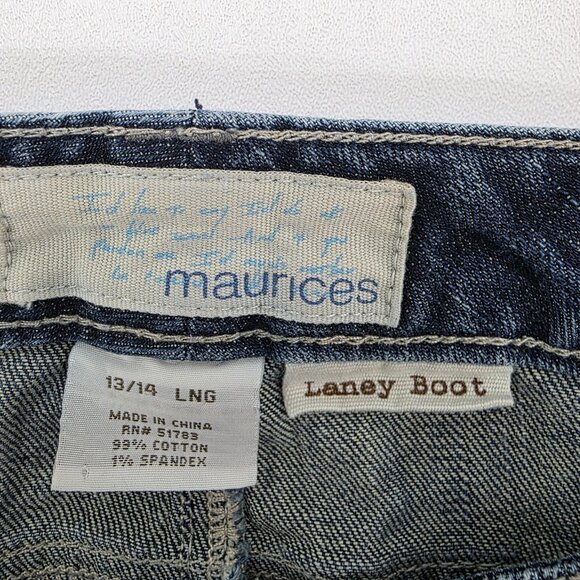 Maurices Bootcut Jeans Laney Stretch Medium Wash Distressed 13/14L Y2K Casual - Picture 5 of 15